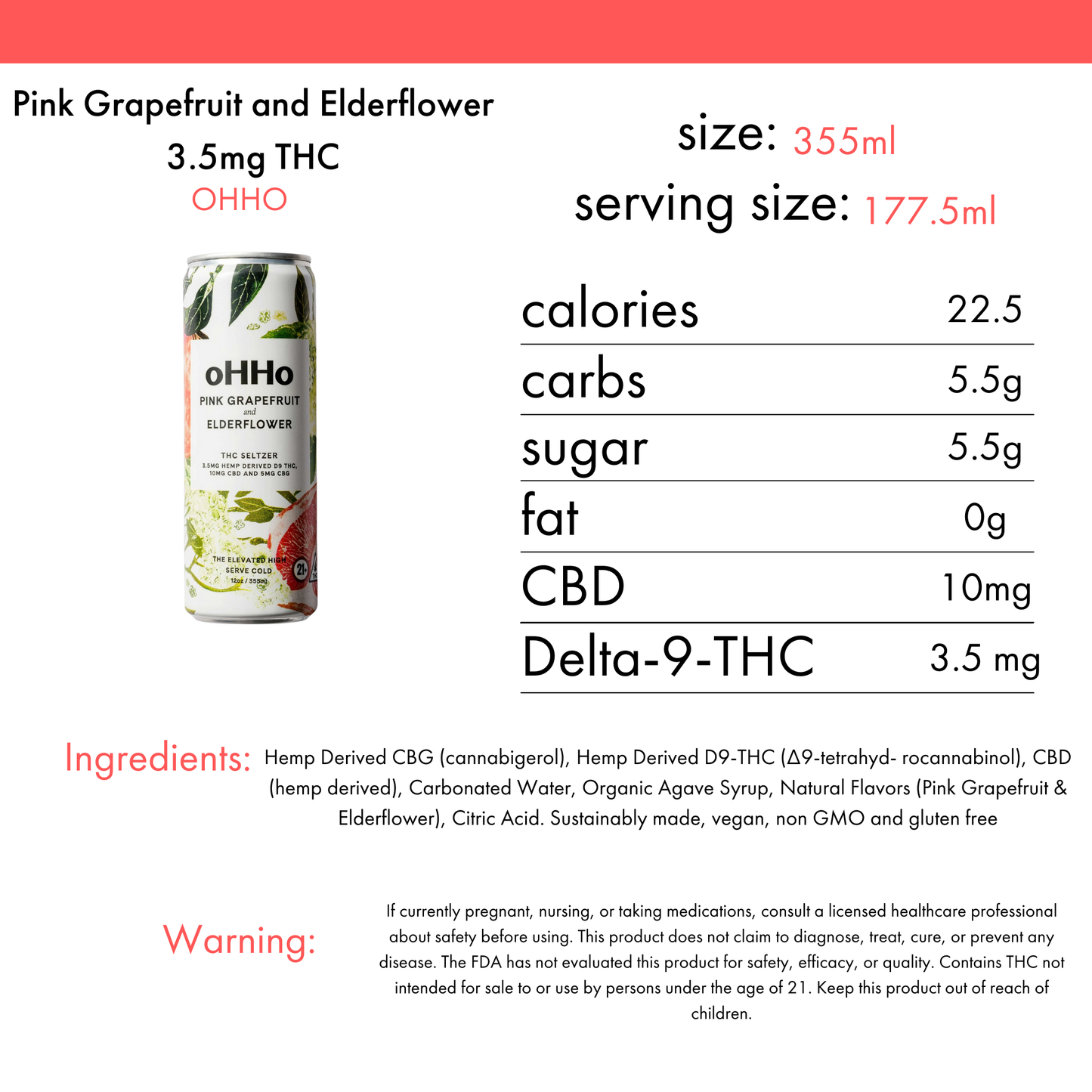 oHHo Pink Grapefruit Elderflower 3mg THC | 4-pack
