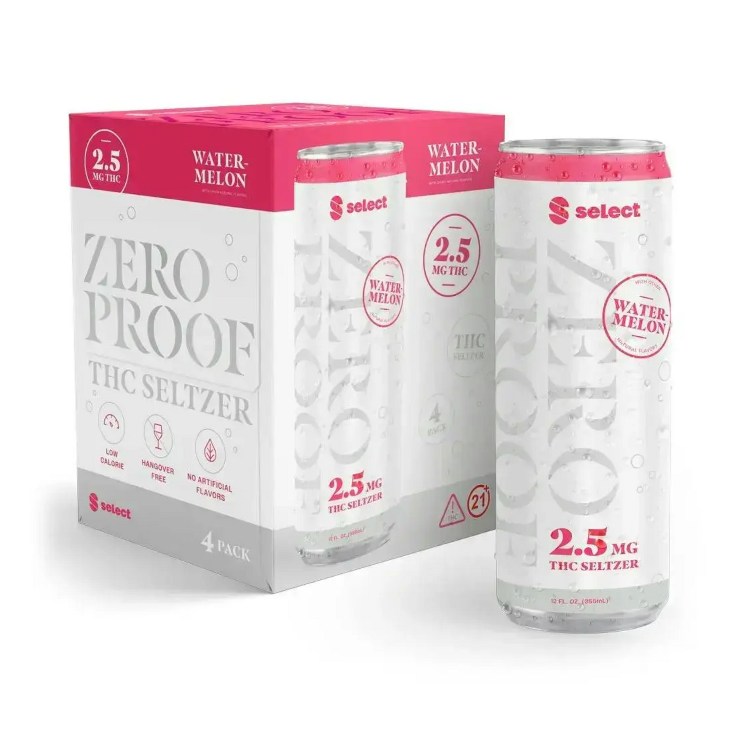 Zero Proof Watermelon Seltzer 2.5mg THC | 4-pack