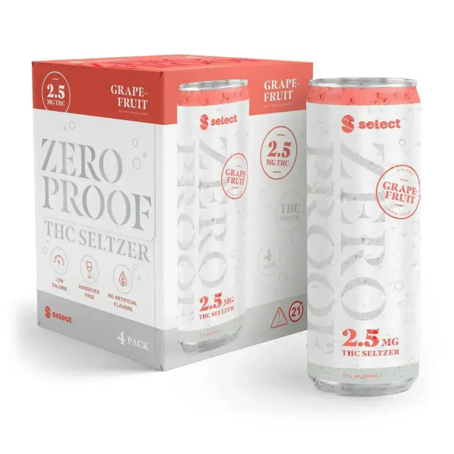 Zero Proof Grapefruit Seltzer 2.5mg THC | 4-pack