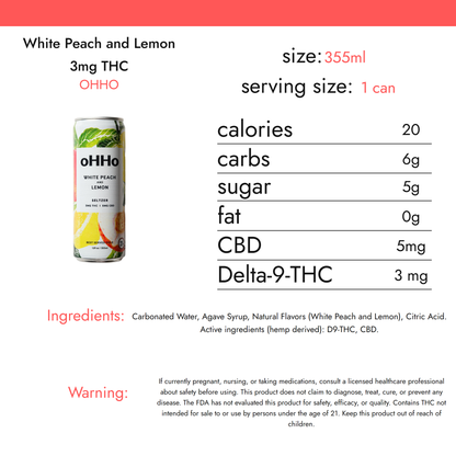 oHHo White Peach and Lemon 3mg THC nutrition facts