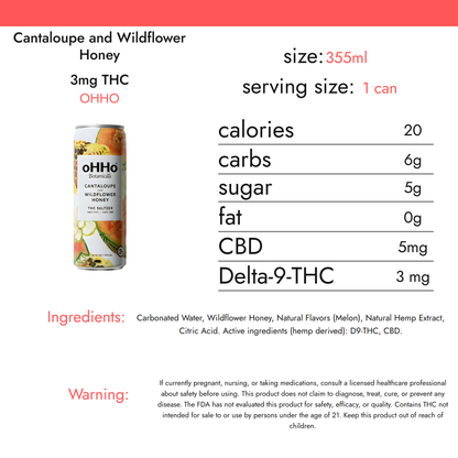oHHo Cantaloupe and Wildflower Honey 3mg THC nutrition facts