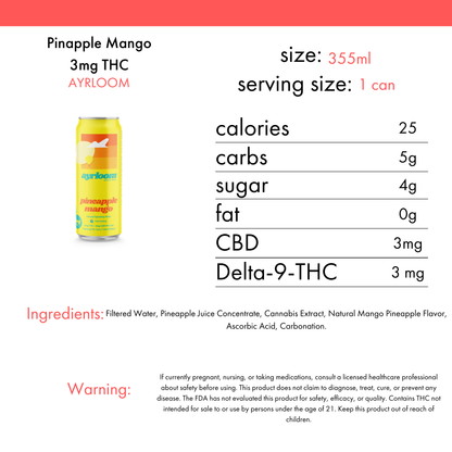 Ayrloom Pineapple Mango 3mg THC |  4-pack