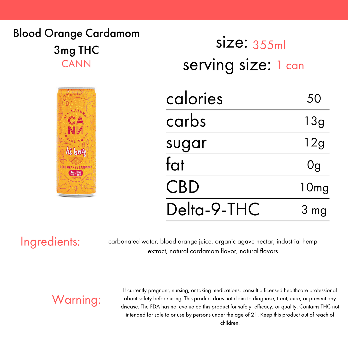 CANN Blood Orange Cardamom 3mg THC | 4-pack