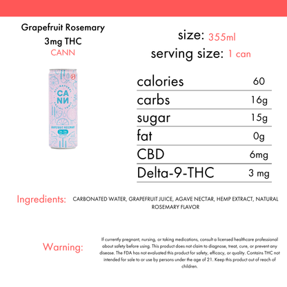 CANN Grapefruit Rosemary 3mg THC | 4-pack