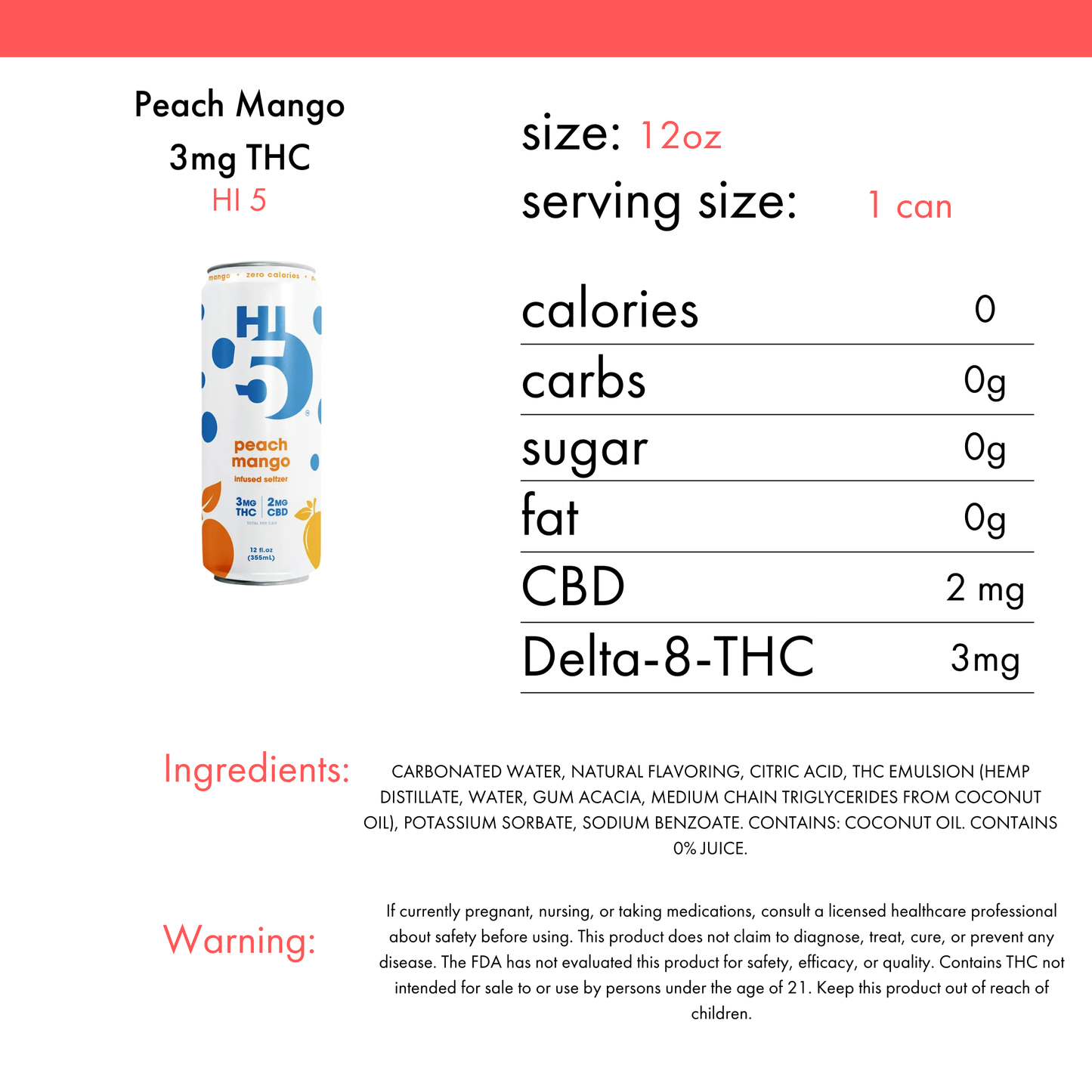 Hi5 Peach Mango 3mg THC | 4-pack