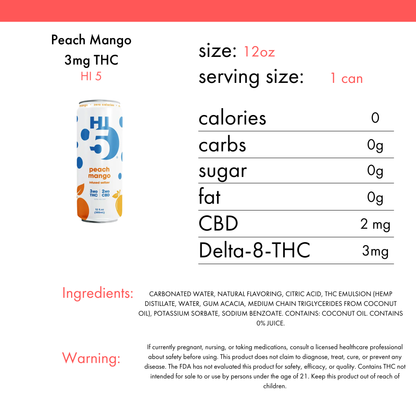 Hi5 Peach Mango 3mg THC | 4-pack