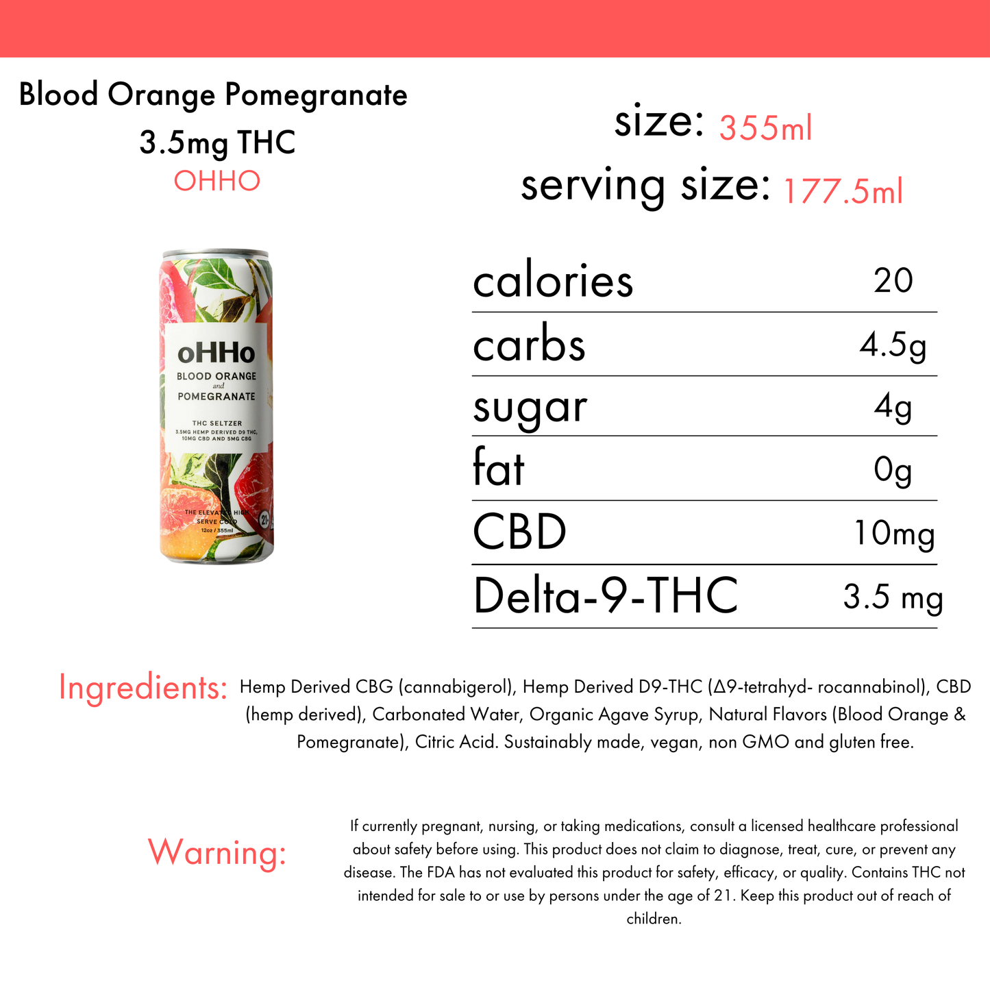 oHHo Blood Orange Pomegranate 3mg THC | 4-pack