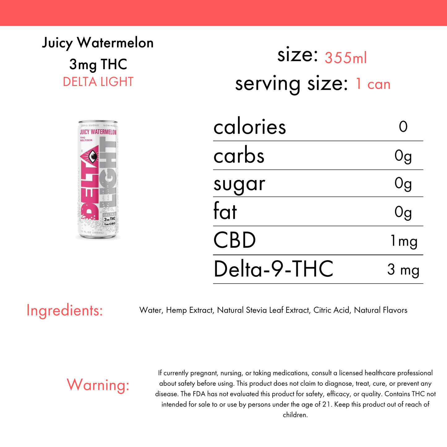Delta Light Juicy Watermelon 3mg THC | 4-pack