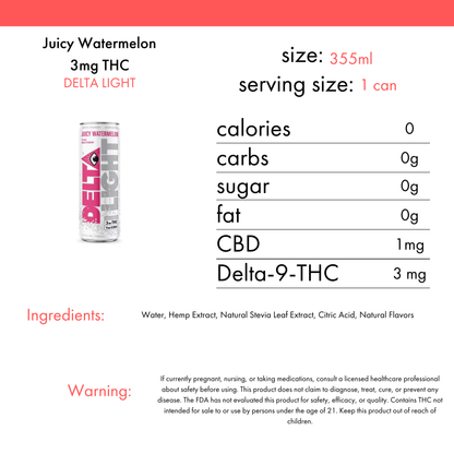 Delta Light Juicy Watermelon 3mg THC | 4-pack