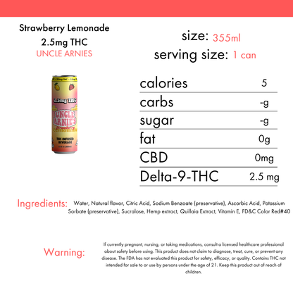 Uncle Arnies Strawberry Lemonade 2.5mg THC | 4-pack