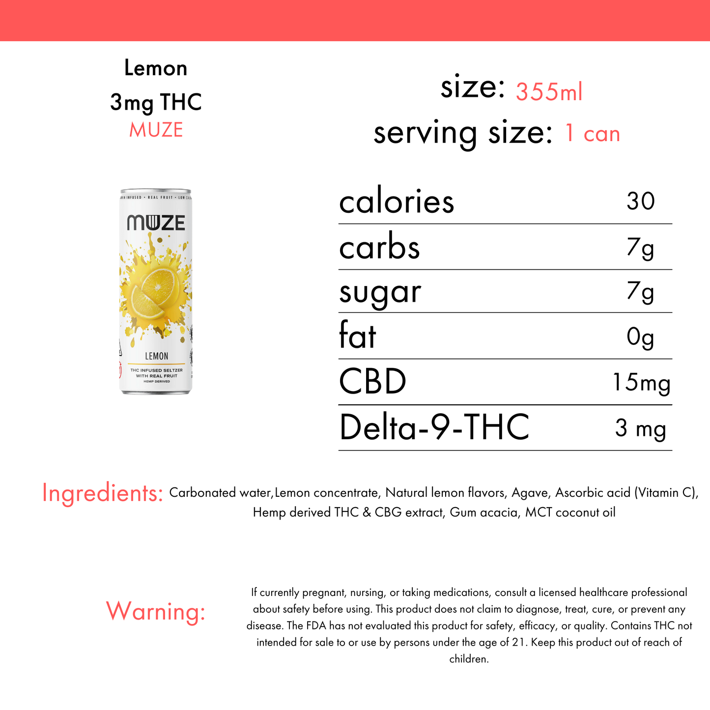 Muze Lemon Seltzer 3mg THC | 4-pack