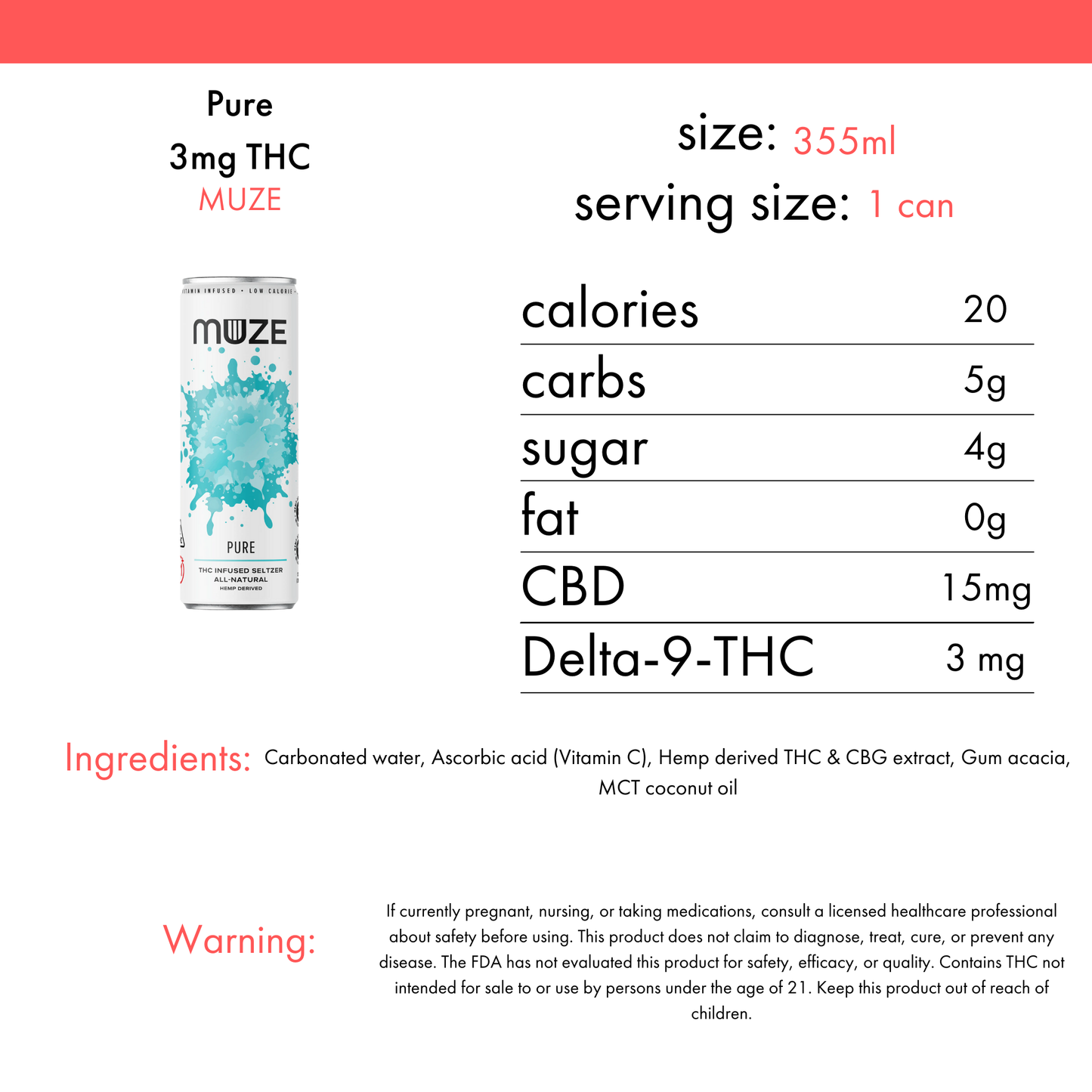 Muze Pure Seltzer 3mg THC | 4-pack