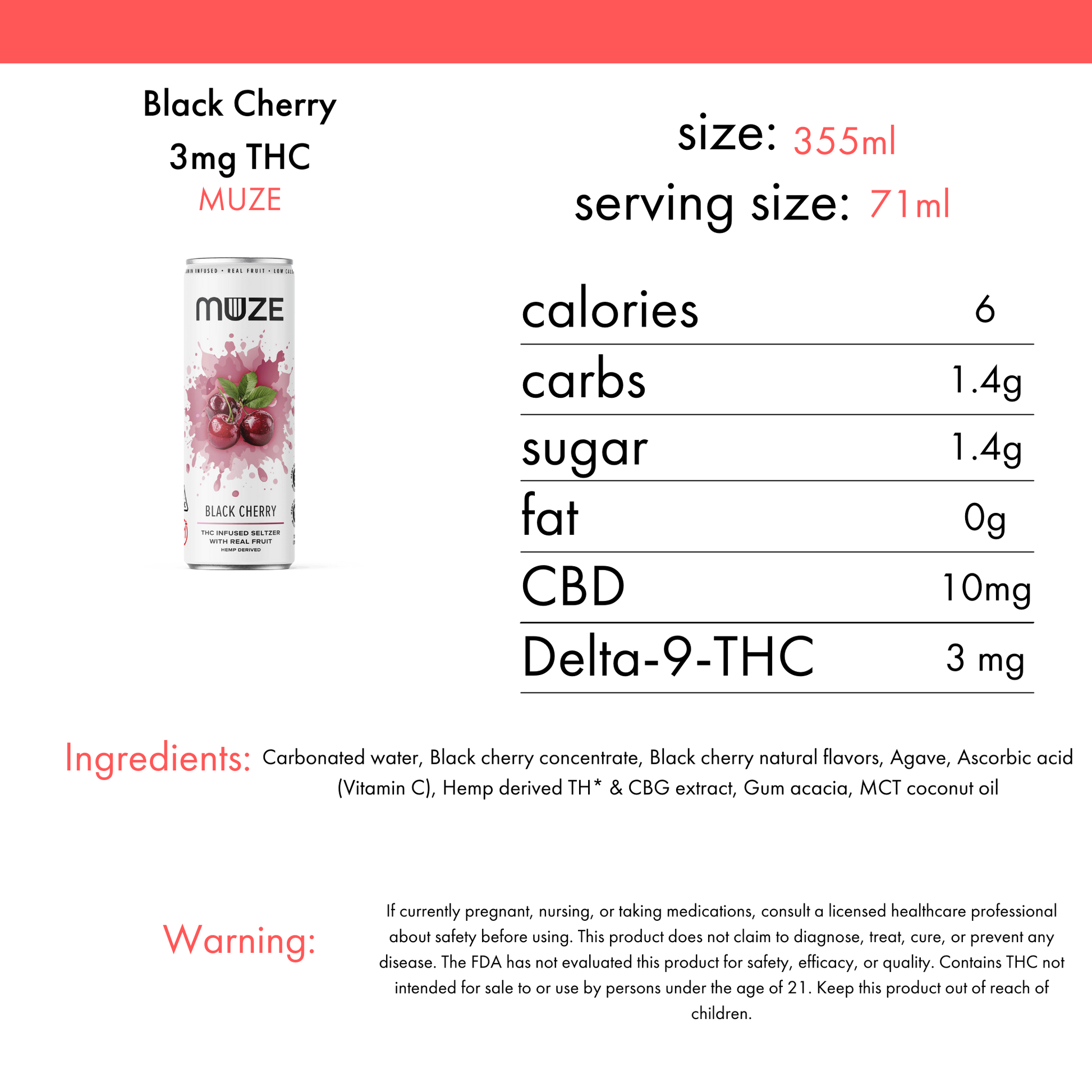 Muze Black Cherry Seltzer 3mg THC | 4-pack Elevated Beverages Muze Black Cherry Seltzer 3mg THC | 4-pack Elevated Beverages