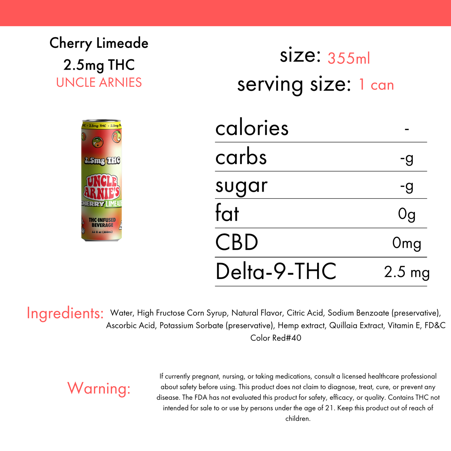 Uncle Arnies Cherry Limeade 2.5mg THC | 4-pack