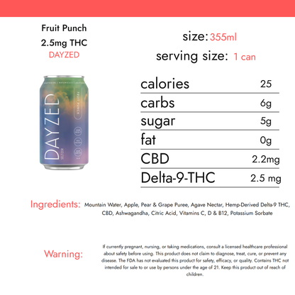 DAYZED Fruit Punch 2.5mg THC nutrition facts