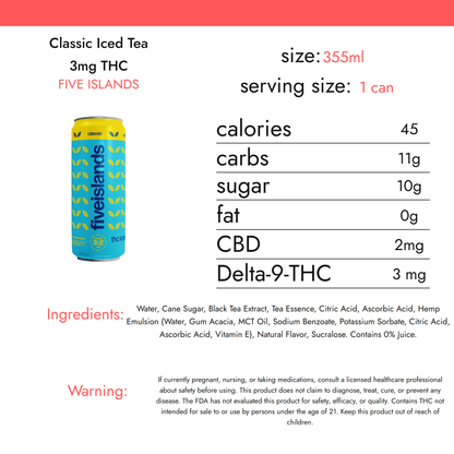 Five Islands Classic Iced Tea 3mg THC nutrition facts