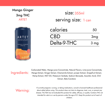 Artet Mango Ginger 3mg THC nutrition facts