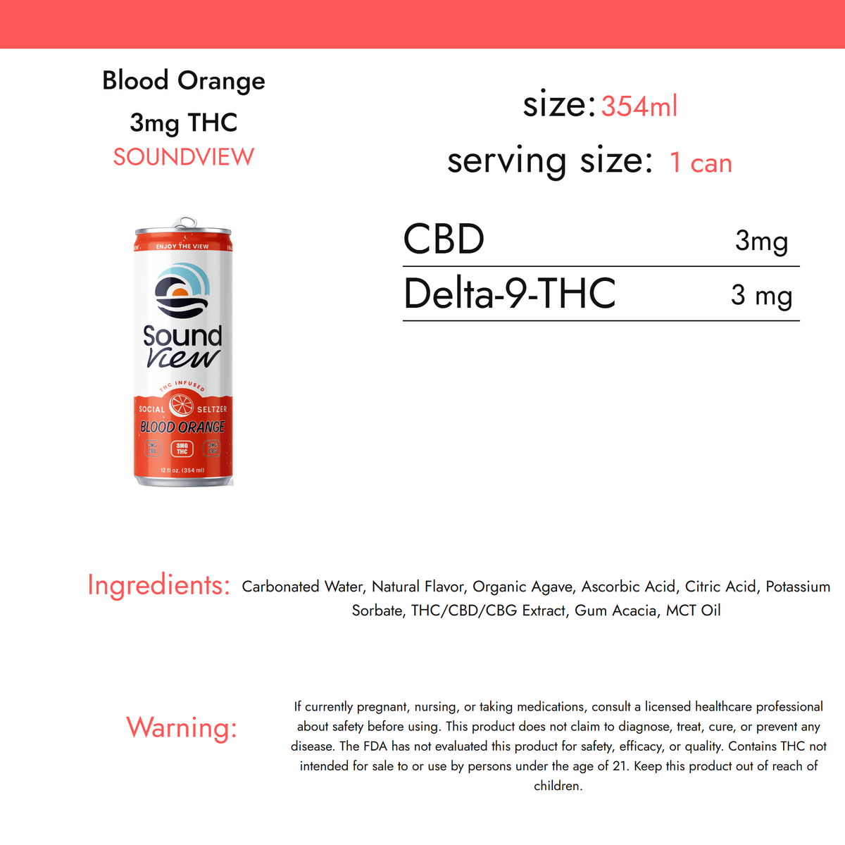 SoundView Blood Orange 3mg THC nutrition facts