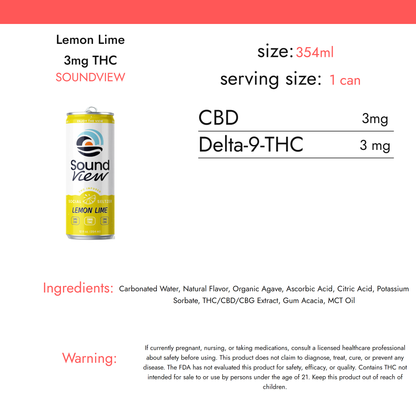 SoundView Lemon Lime 3mg THC nutrition facts