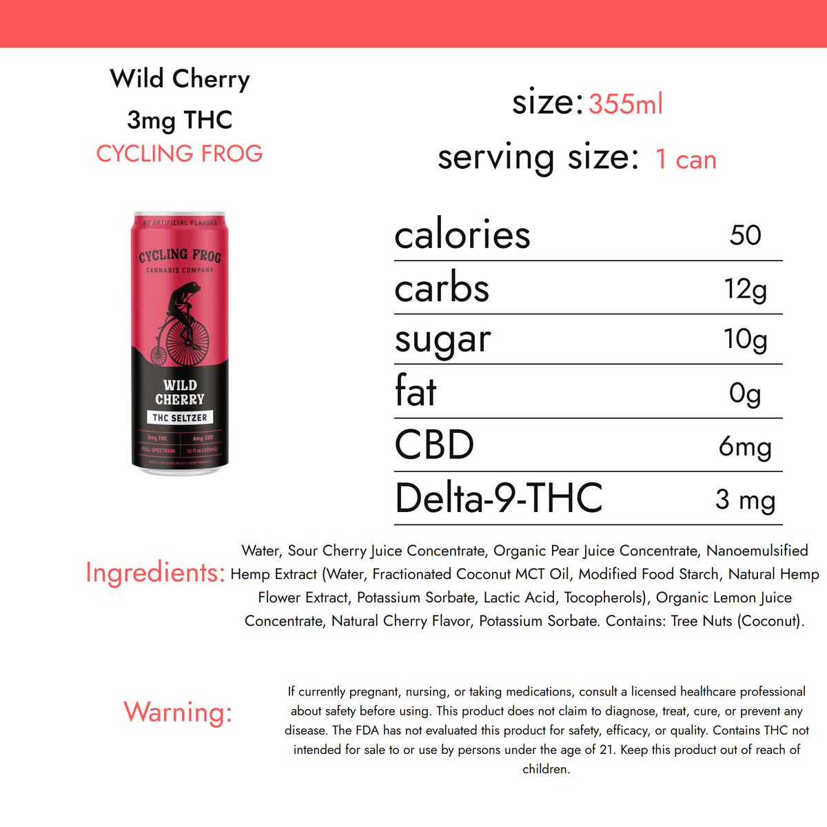 Cycling Frog Wild Cherry 3mg THC nutrition facts